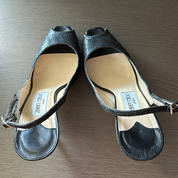 JIMMY CHOO Black Sequin Nova Glitter Slingback Pumps - Picture 2 of 12